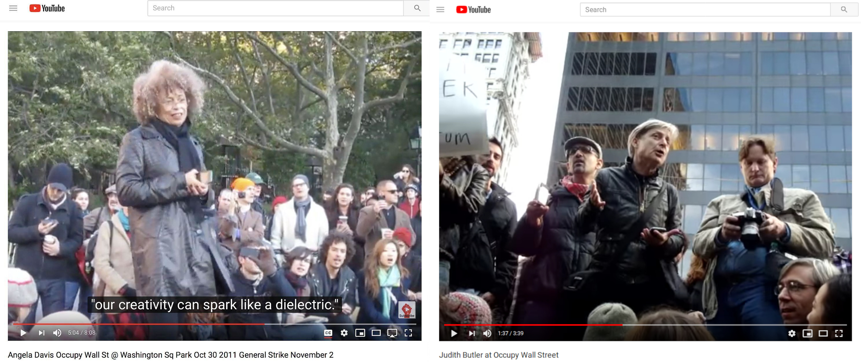 Angela Davis and Judith Butler speeches in Occupy Wall Street