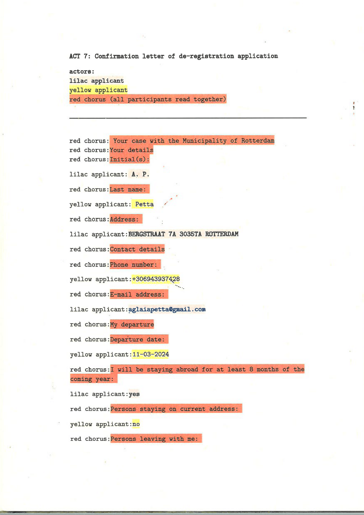 Act 7 "Confirmation document of my deregistration"